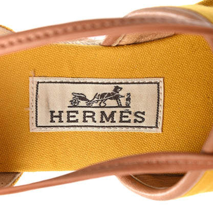 Hermes Canvas Womens Ankle Wrap Espadrilles Flats 38 7 of 9