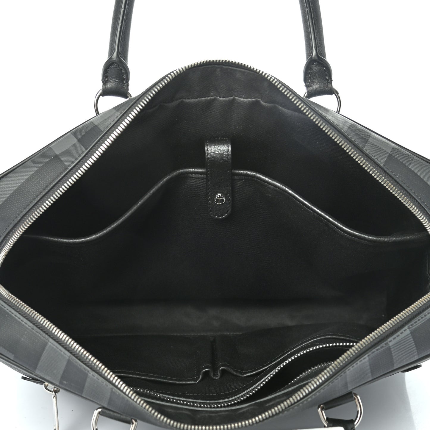 London Check Large Briefcase Black