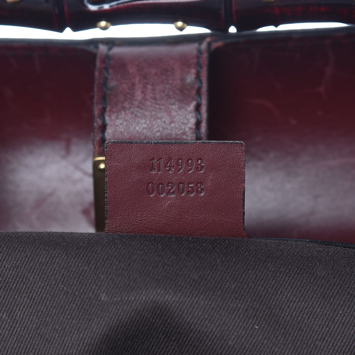 Monogram Studded Bamboo Bullet Satchel Burgundy