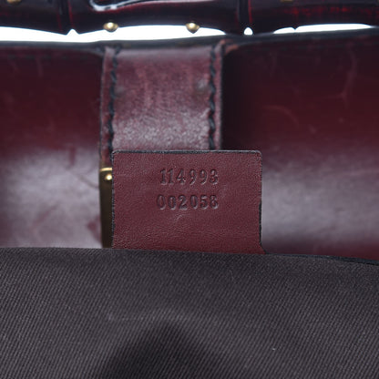 Gucci Monogram Studded Bamboo Bullet Satchel Burgundy 7 of 16