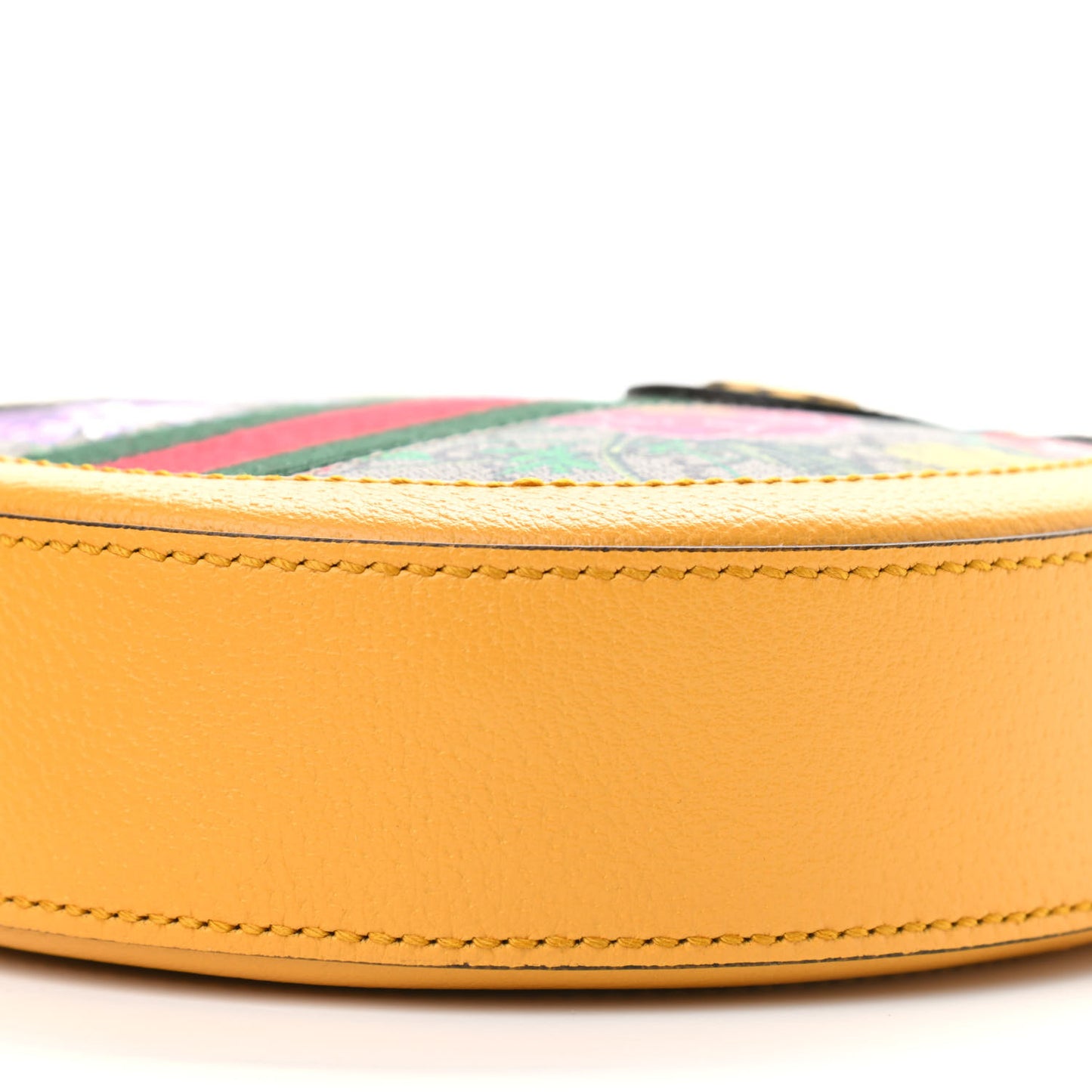 GG Supreme Monogram Flora Web Mini Ophidia Round Shoulder Bag Beige Multicolor Crop