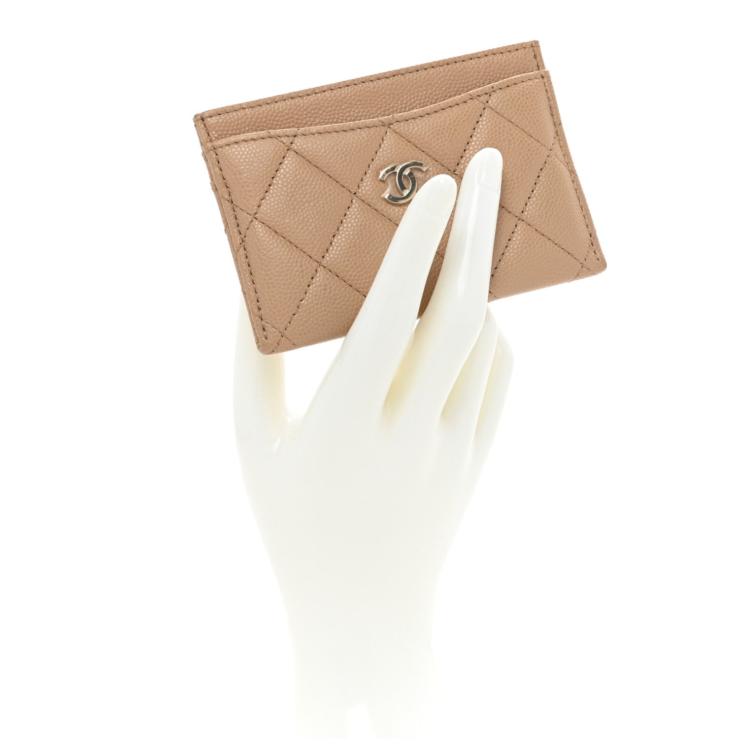 Chanel Caviar Quilted Card Holder Beige 2 of 12