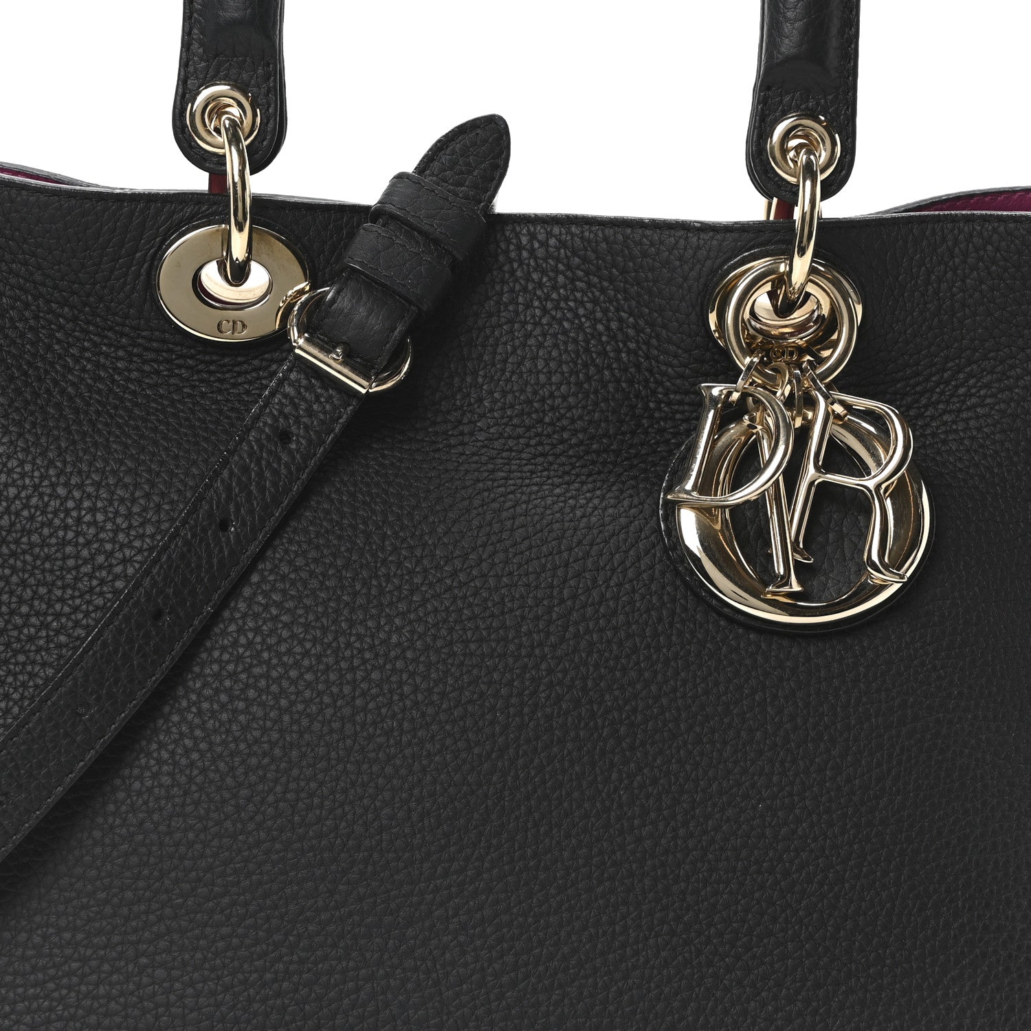 Christian Dior Bullcalf Medium Diorissimo Tote Black Rose Indien 8 of 10