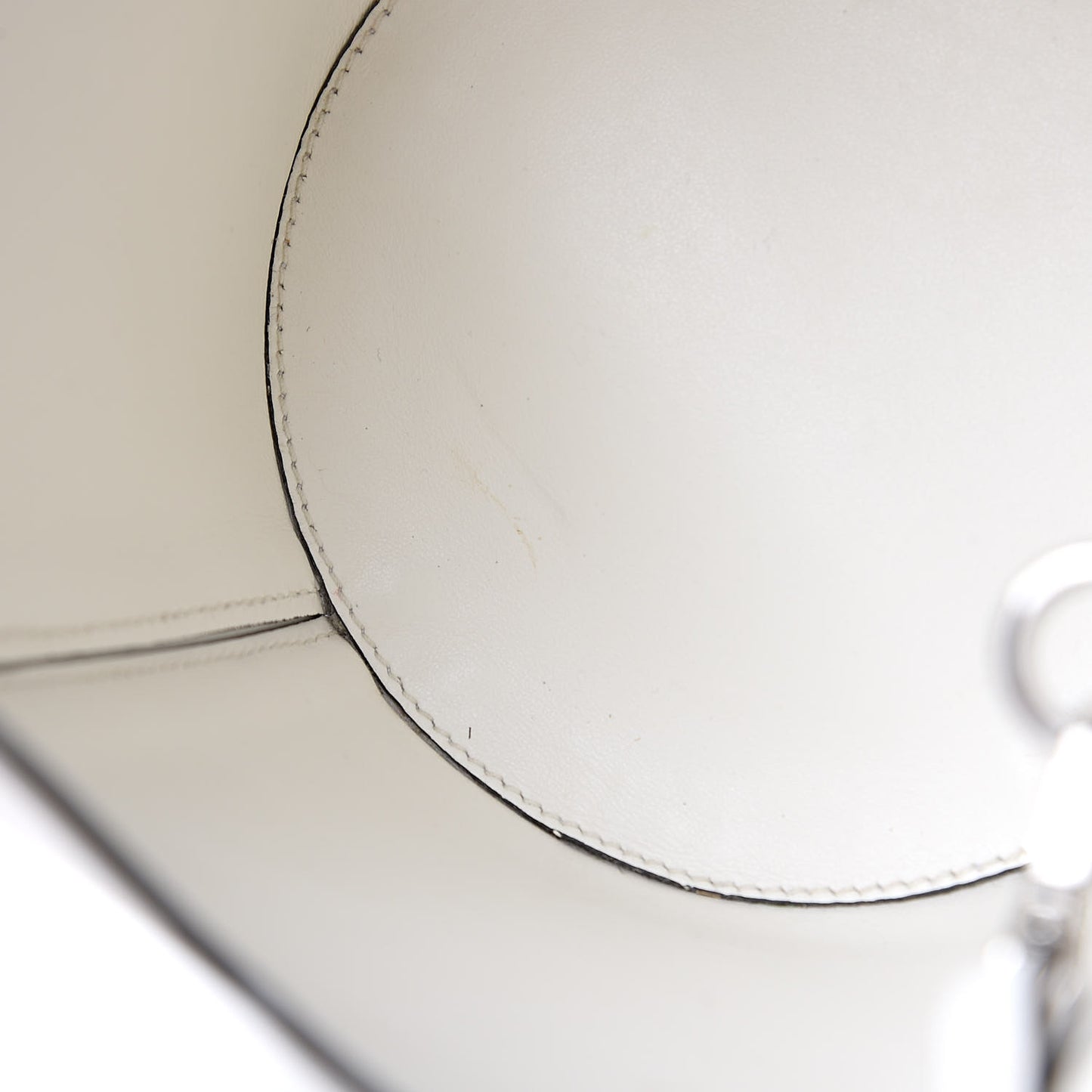 Calfskin Scalloped Bucket Bag White