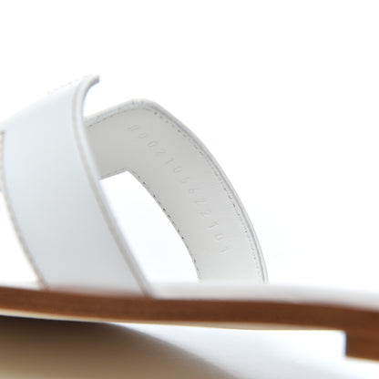 Hermes Box Calfskin Oran Sandals 37.5 White 8 of 9