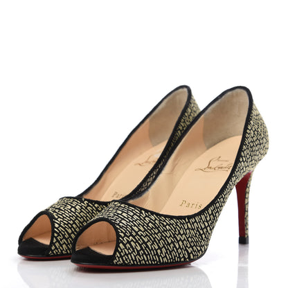 Christian Louboutin Straw Fabric New You 85 Pumps 35 Panama Bambou 3 of 10