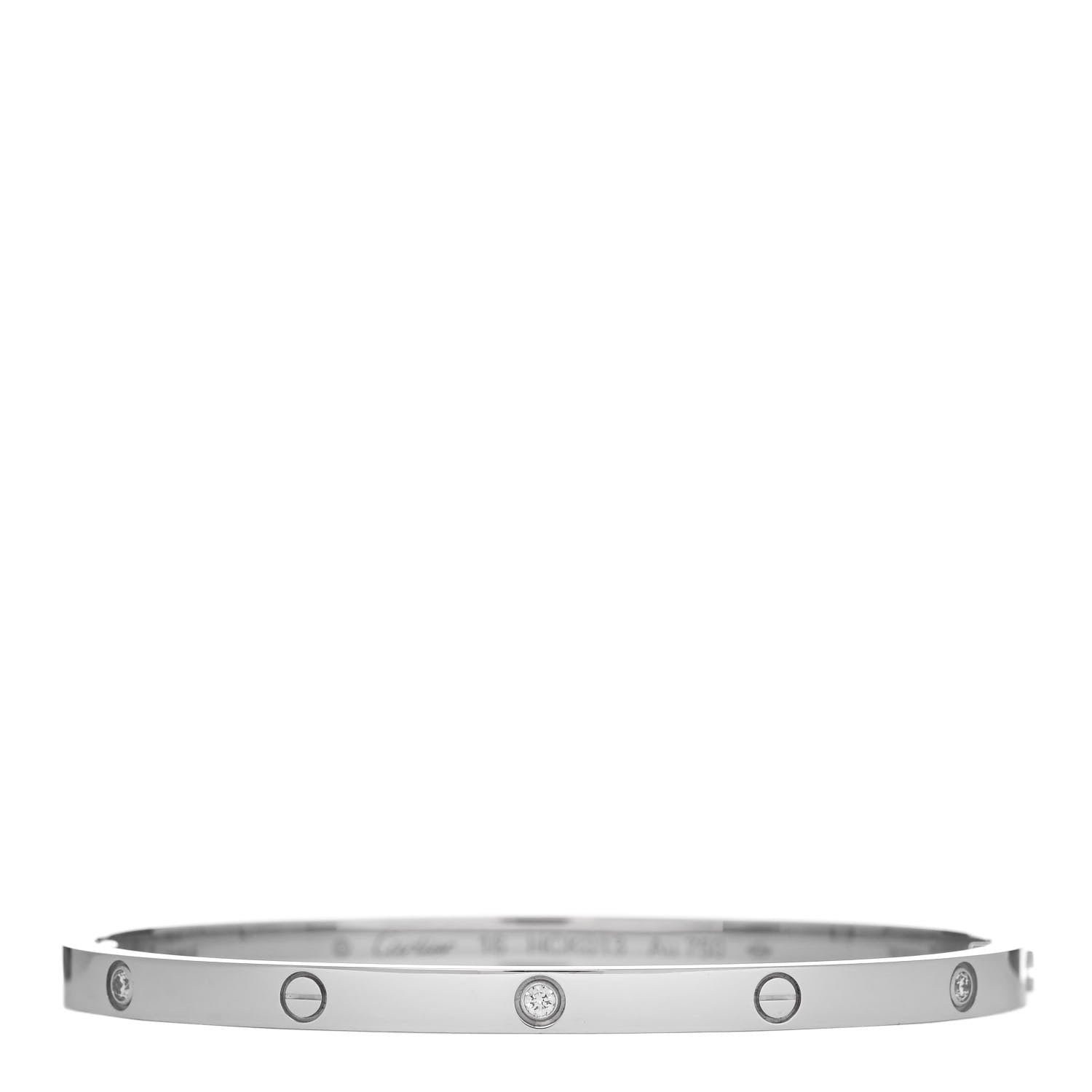 Cartier 18K White Gold 6 Diamond Small LOVE Bracelet 16 1 of 5