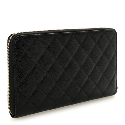 Chanel Caviar Quilted Large Zip Around Organizer Wallet Black 3 of 9
