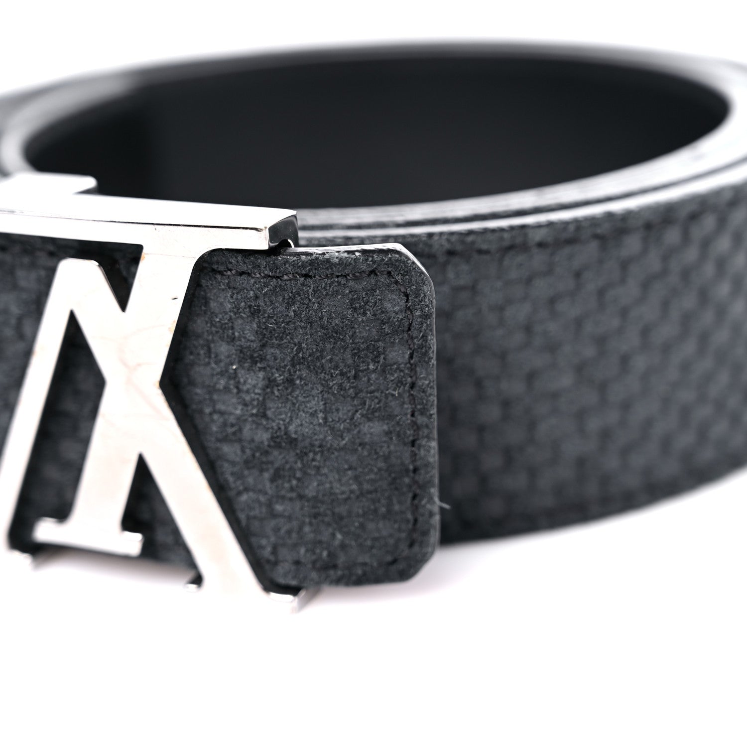 Louis Vuitton Suede Calfskin Mini Damier 40mm LV Initiales Belt 110 44 Carbone 7 of 8