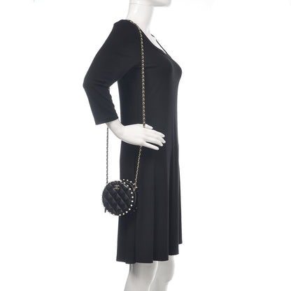 Chanel Calfskin Quilted Pearl Round Clutch With Chain Black 2 of 10