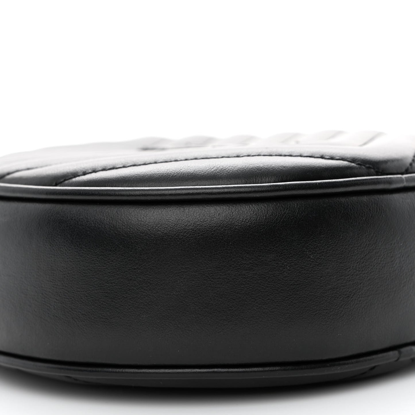 Calfskin Matelasse Chevron Round Vinyle Camera Bag Black