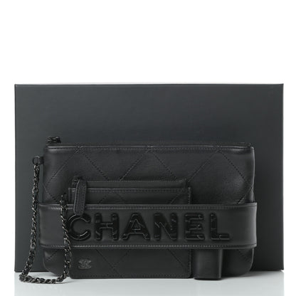 Chanel Lambskin Quilted Cosmetic Case With Strap So Black 12 of 13