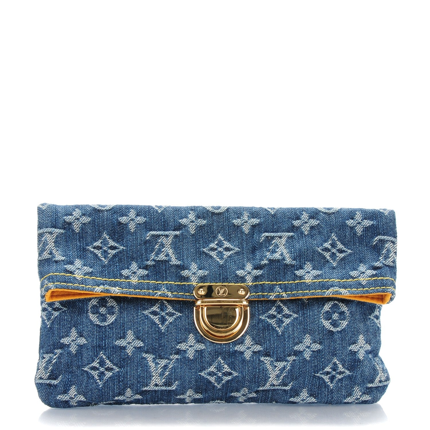 Louis Vuitton Monogram Denim Pochette Plat Clutch Blue 1 of 7