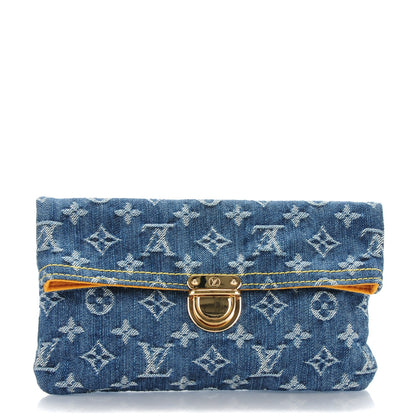 Louis Vuitton Monogram Denim Pochette Plat Clutch Blue 1 of 7