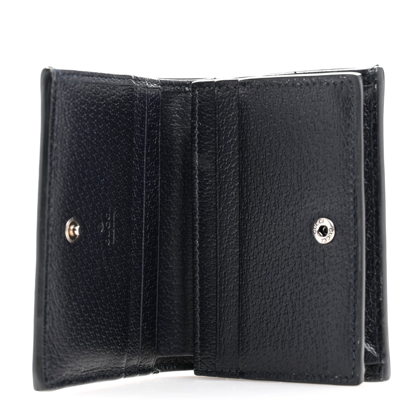 GG Supreme Monogram Textured Dollar Calfskin Web Ophidia Card Case Beige Blue