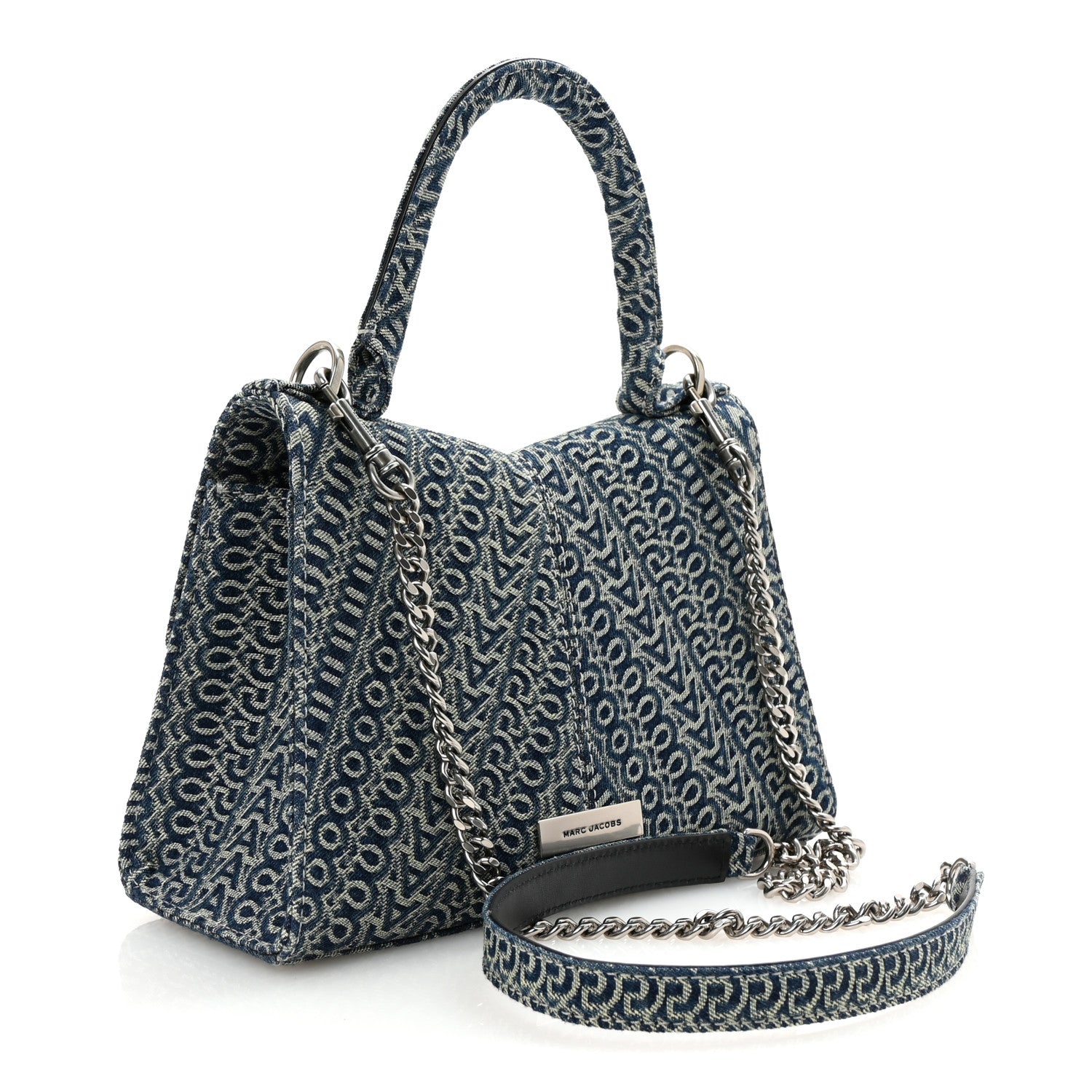Marc Jacobs Sun Faded Denim Monogram The St Marc Mini Top Handle Bag Blue 3 of 10