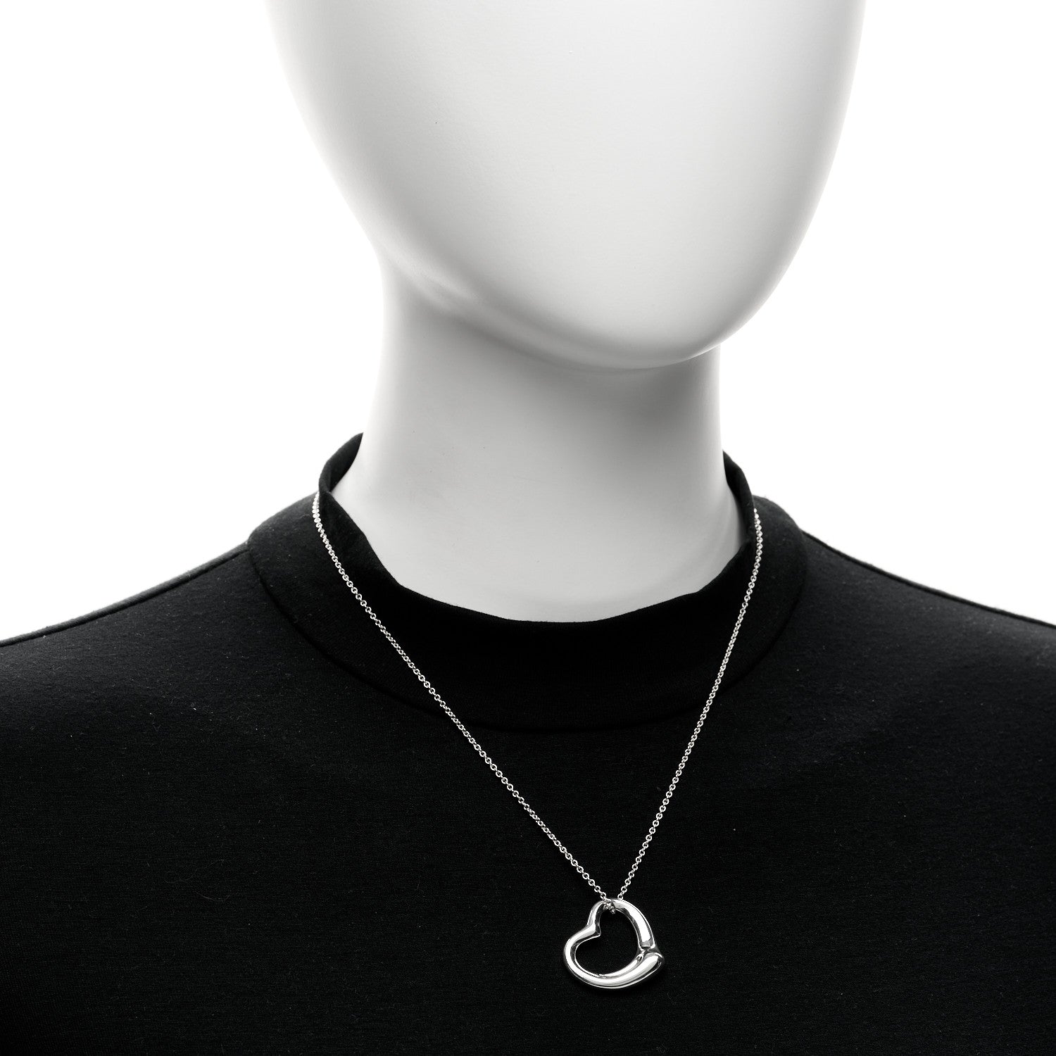 Tiffany Sterling Silver 27mm Elsa Peretti Open Heart Pendant Necklace 2 of 6