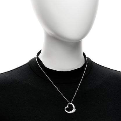 Tiffany Sterling Silver 27mm Elsa Peretti Open Heart Pendant Necklace 2 of 6