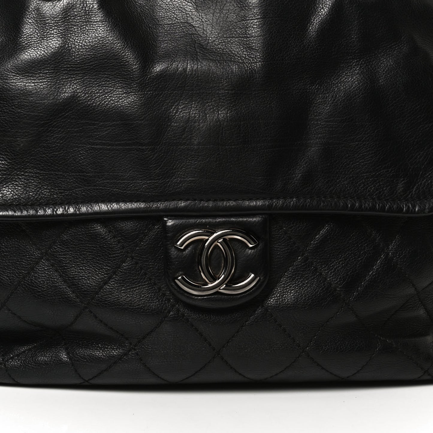 Calfskin Large Front Flap Tote Black