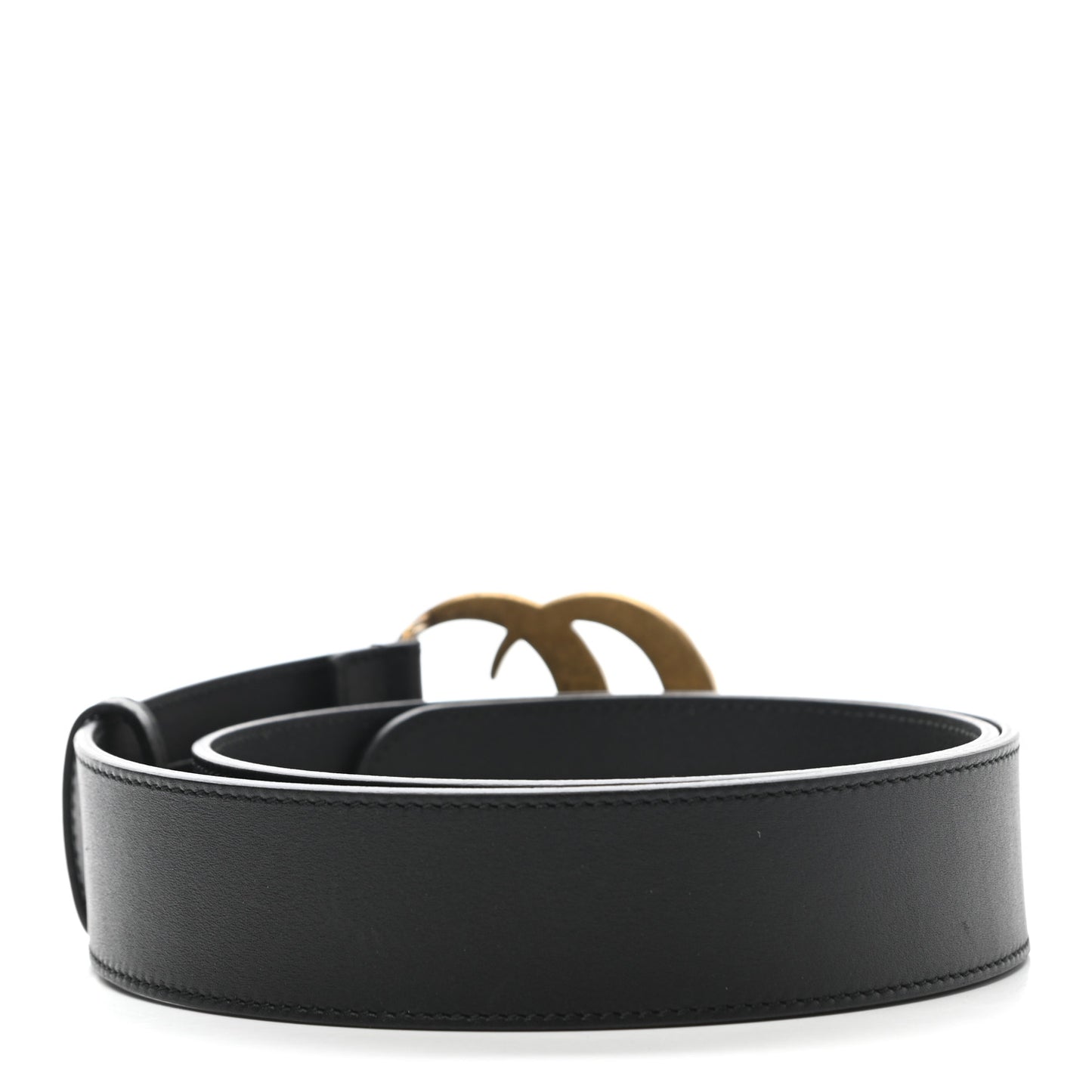 Moon Calfskin Pearl Double G 40mm Belt 85 34 Black Cream