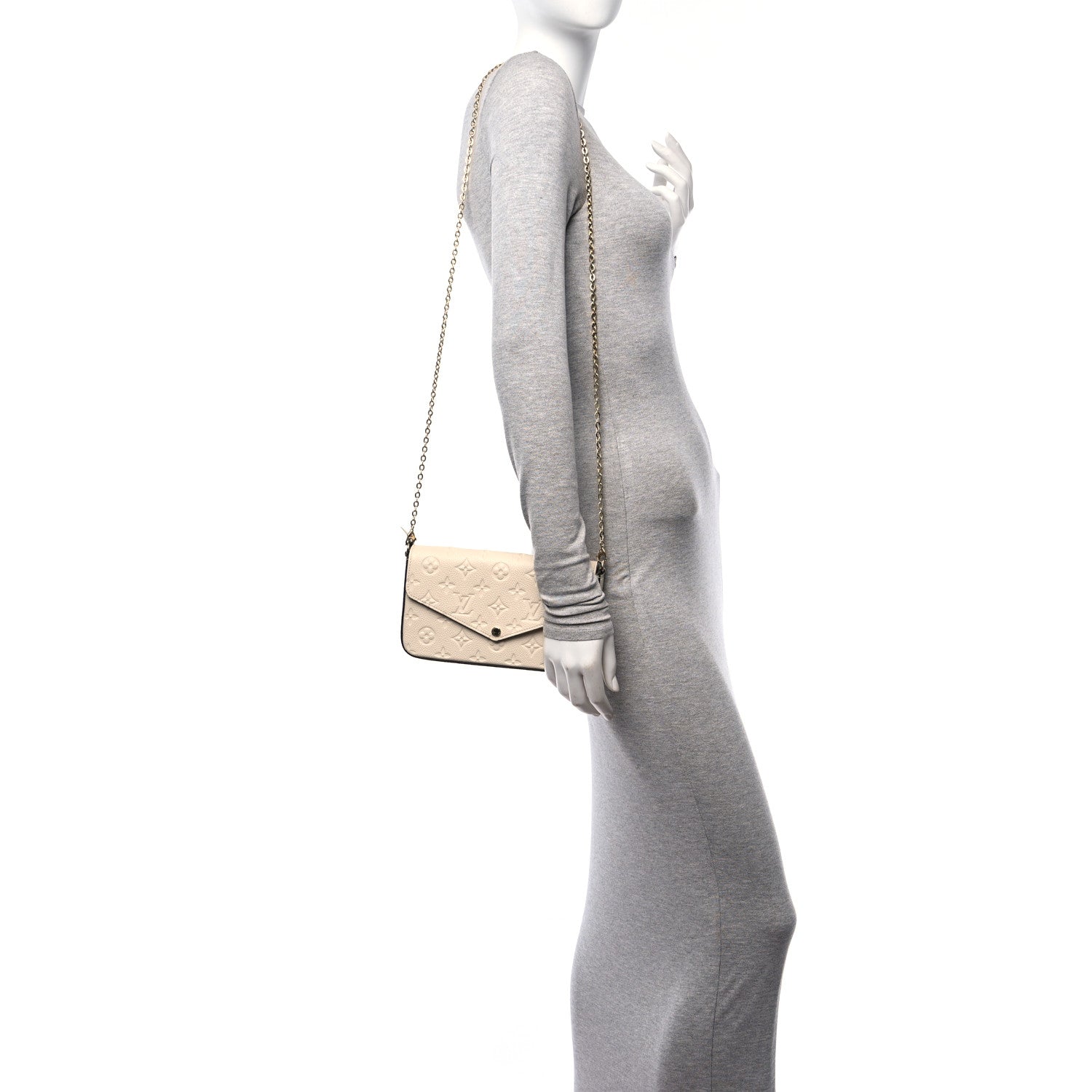 Louis Vuitton Empreinte Pochette Felicie Chain Wallet Cream 2 of 10