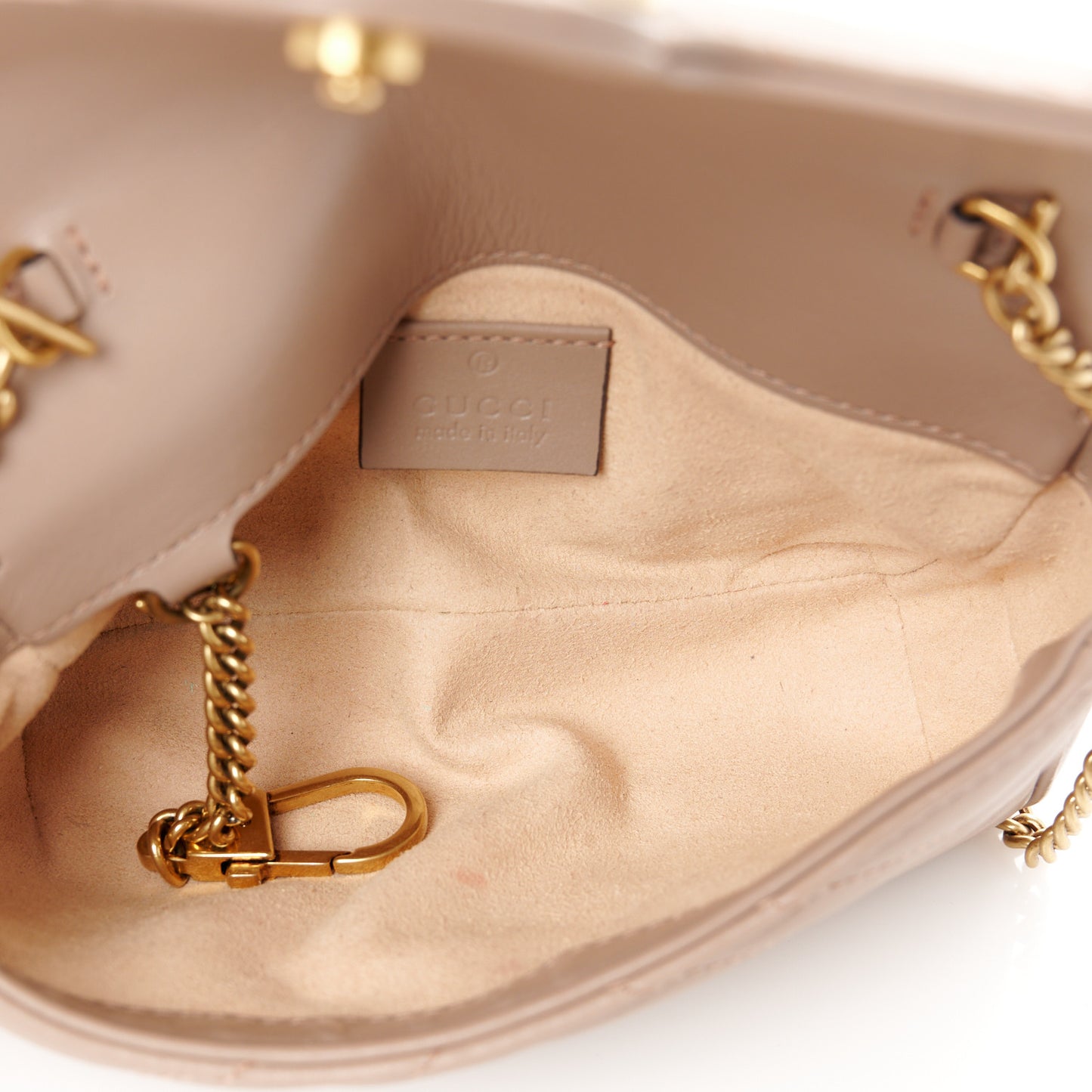 Calfskin Matelasse Super Mini GG Marmont Shoulder Bag Porcelain Rose