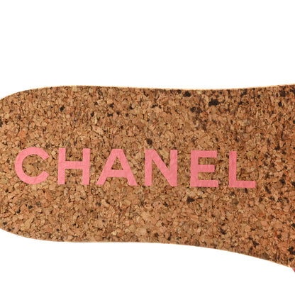 Chanel Patent Calfskin Cork CC Platform Slide Sandals 39 Pink 7 of 9