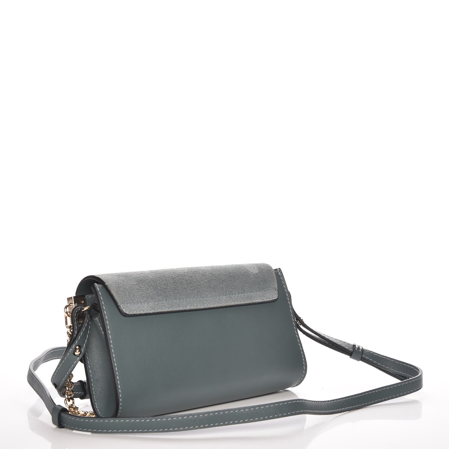 Chloe Suede Calfskin Faye Wallet On Strap Cloudy Blue 3 of 7