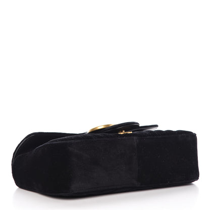 Gucci Velvet Matelasse Small GG Marmont Shoulder Bag Black 4 of 13