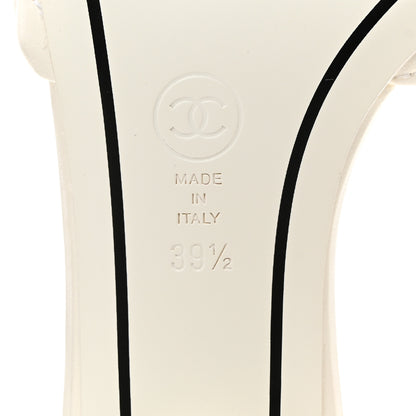 Chanel Lambskin Quilted Textured CC Mules 39.5 White 8 of 8