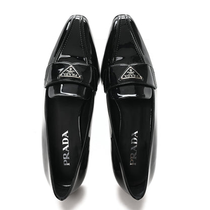 Prada Vernice Triangle Pointed Toe 25mm Loafers 37.5 Black 3 of 9