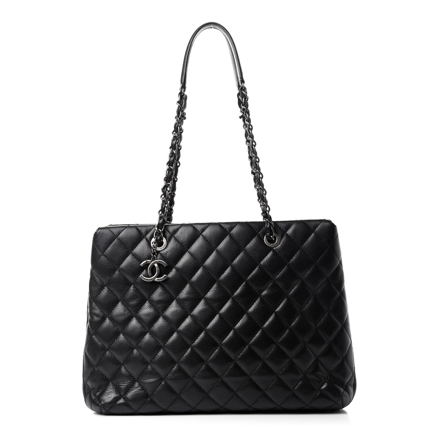 Caviar Quilted City Shopping Tote Black