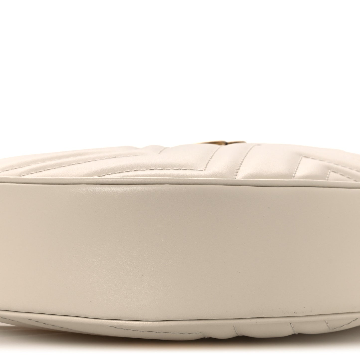 Calfskin Matelasse Chevron Mini GG Marmont Half Moon Hobo Mystic White