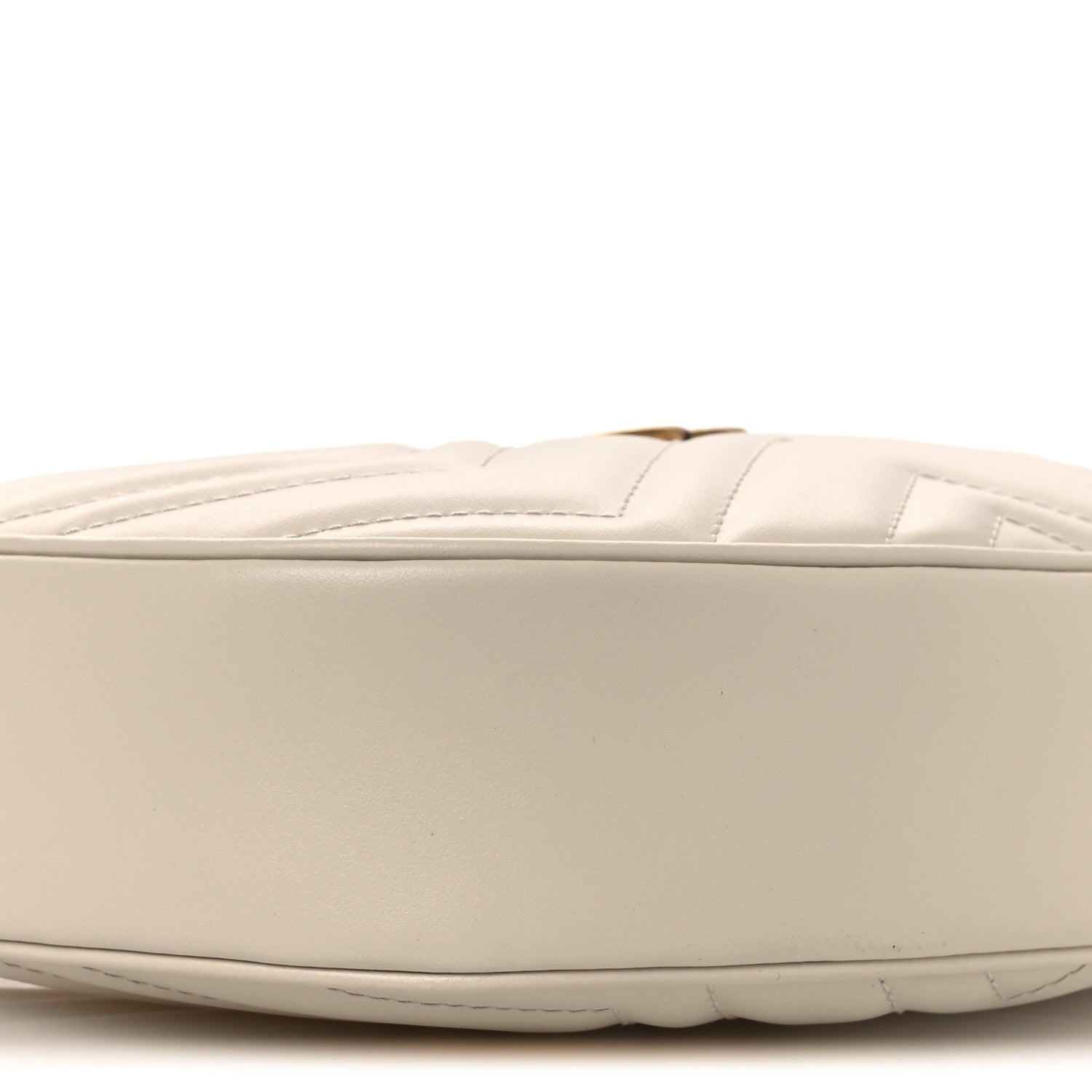 Gucci Calfskin Matelasse Chevron Mini GG Marmont Half Moon Hobo Mystic White 8 of 9