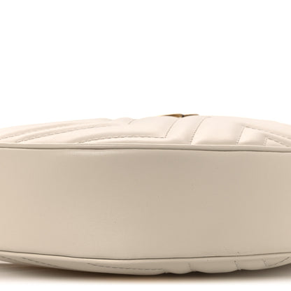 Gucci Calfskin Matelasse Chevron Mini GG Marmont Half Moon Hobo Mystic White 8 of 9