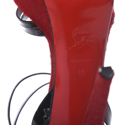 Christian Louboutin Patent Calfskin Pony Hair Passiflore 140 Platform Sandals 41 Black Red Flame 6 of 7
