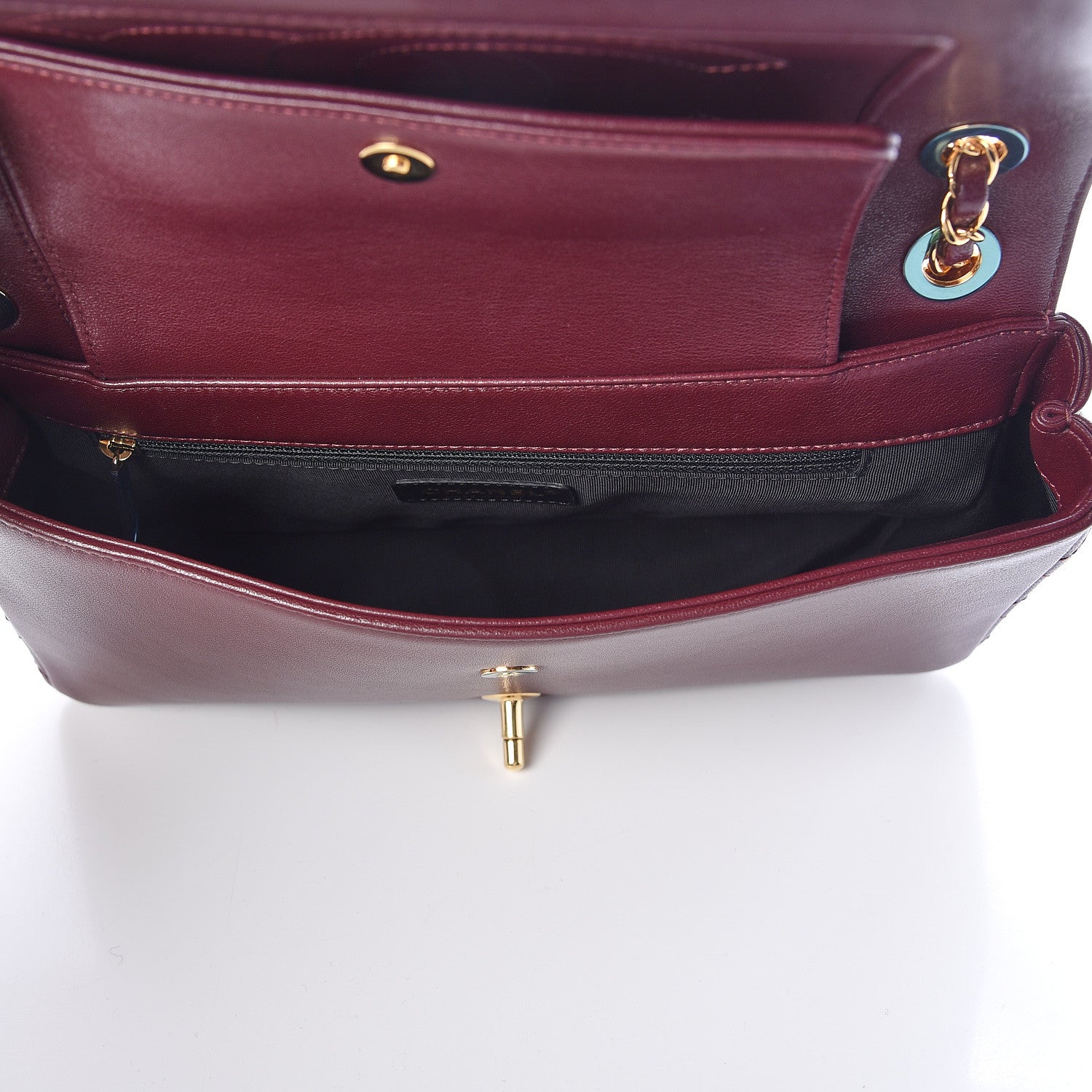 Chanel Sheepskin Quilted Vintage Mademoiselle Flap Dark Red 5 of 10