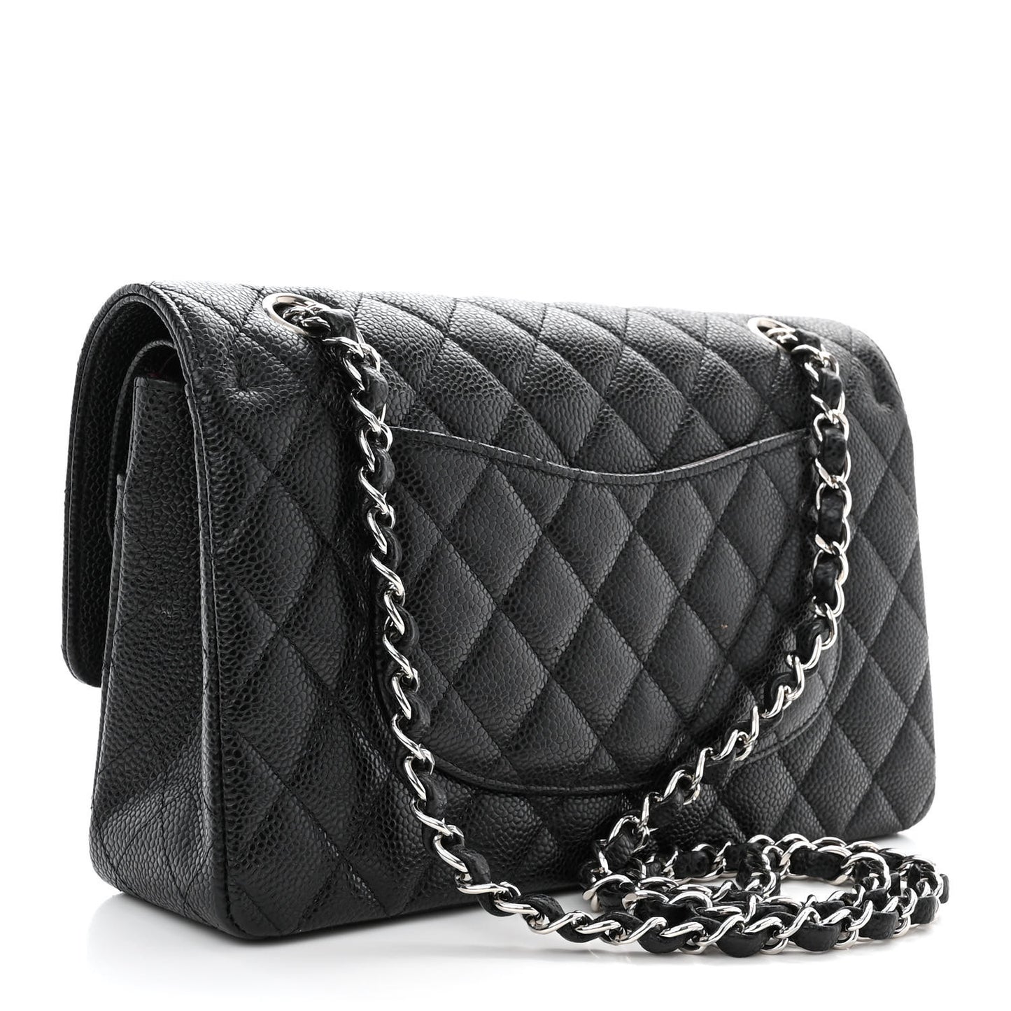 Caviar Quilted Medium Double Flap Black