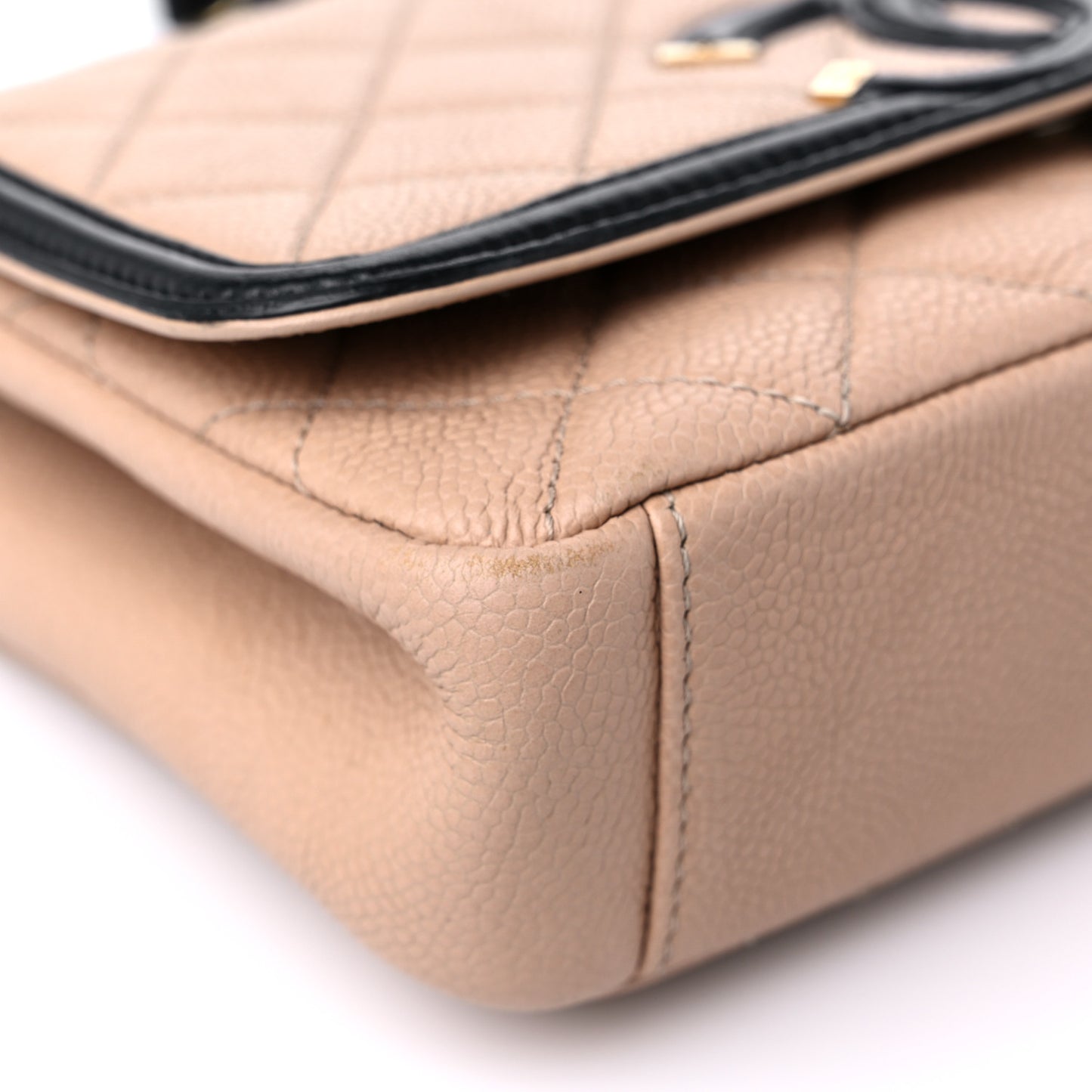 Caviar Quilted Small CC Filigree Flap Beige Black