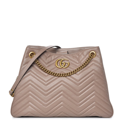 Gucci Calfskin Matelasse Medium GG Marmont Shoulder Tote Bag Porcelain Rose 1 of 11