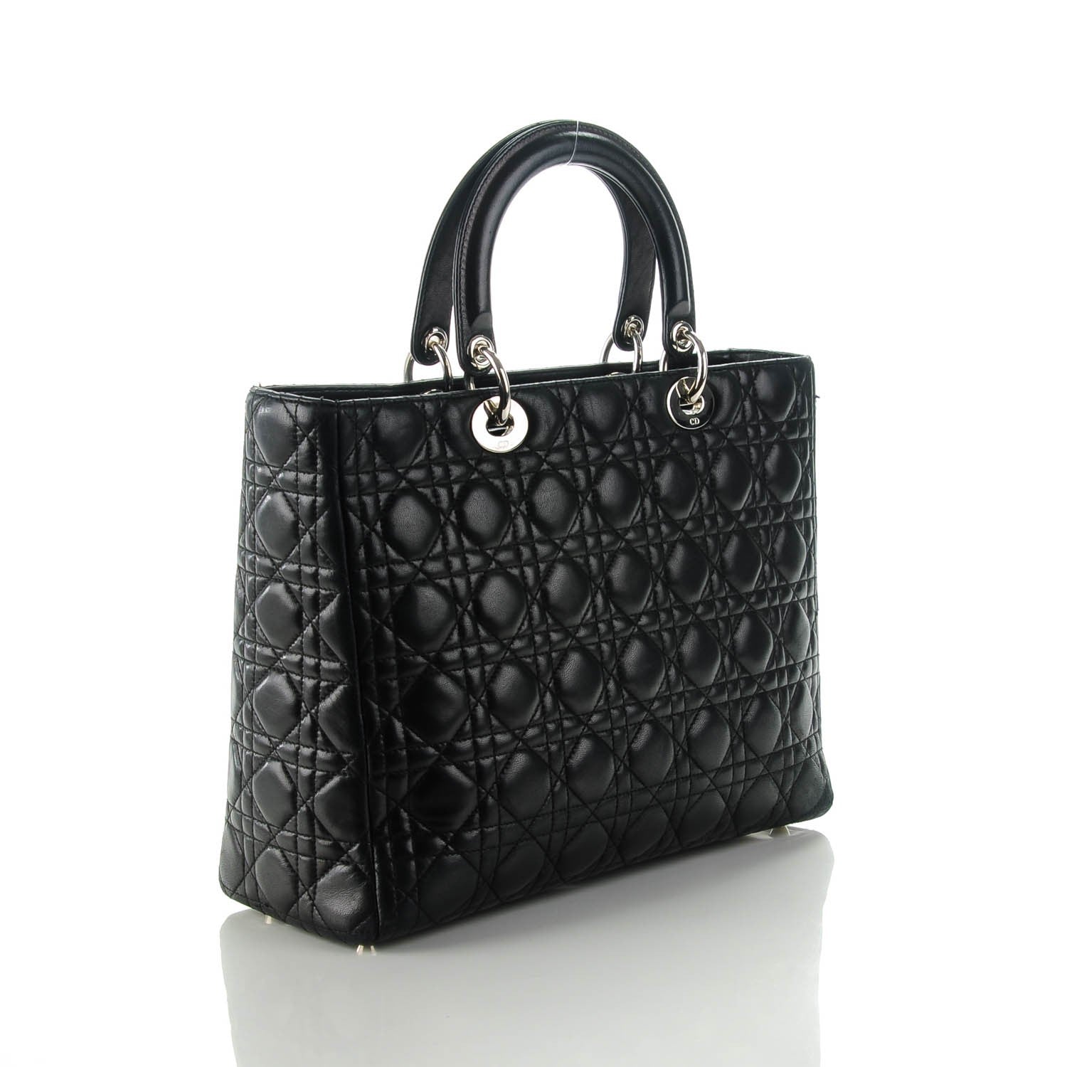 Christian Dior Lambskin Cannage Large Lady Dior Black 3 of 9