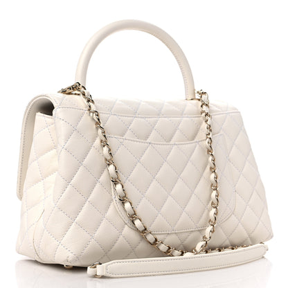 Chanel Caviar Quilted Small Coco Handle Flap White 3 of 9