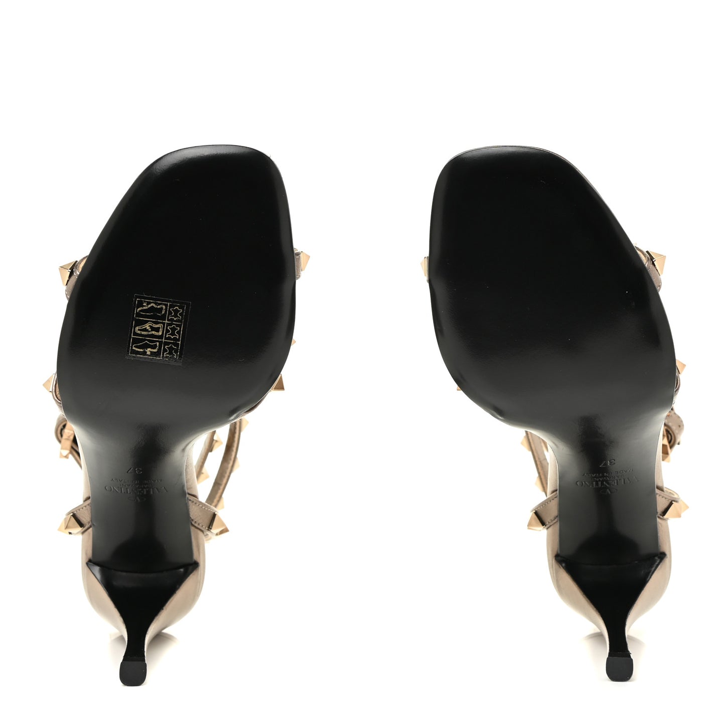 Metallic Nappa Rockstud Ankle Wrap 85mm Sandals 37 Sasso
