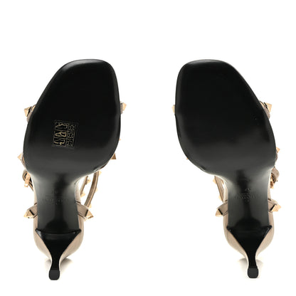 Valentino Garavani Metallic Nappa Rockstud Ankle Wrap 85mm Sandals 37 Sasso 6 of 10