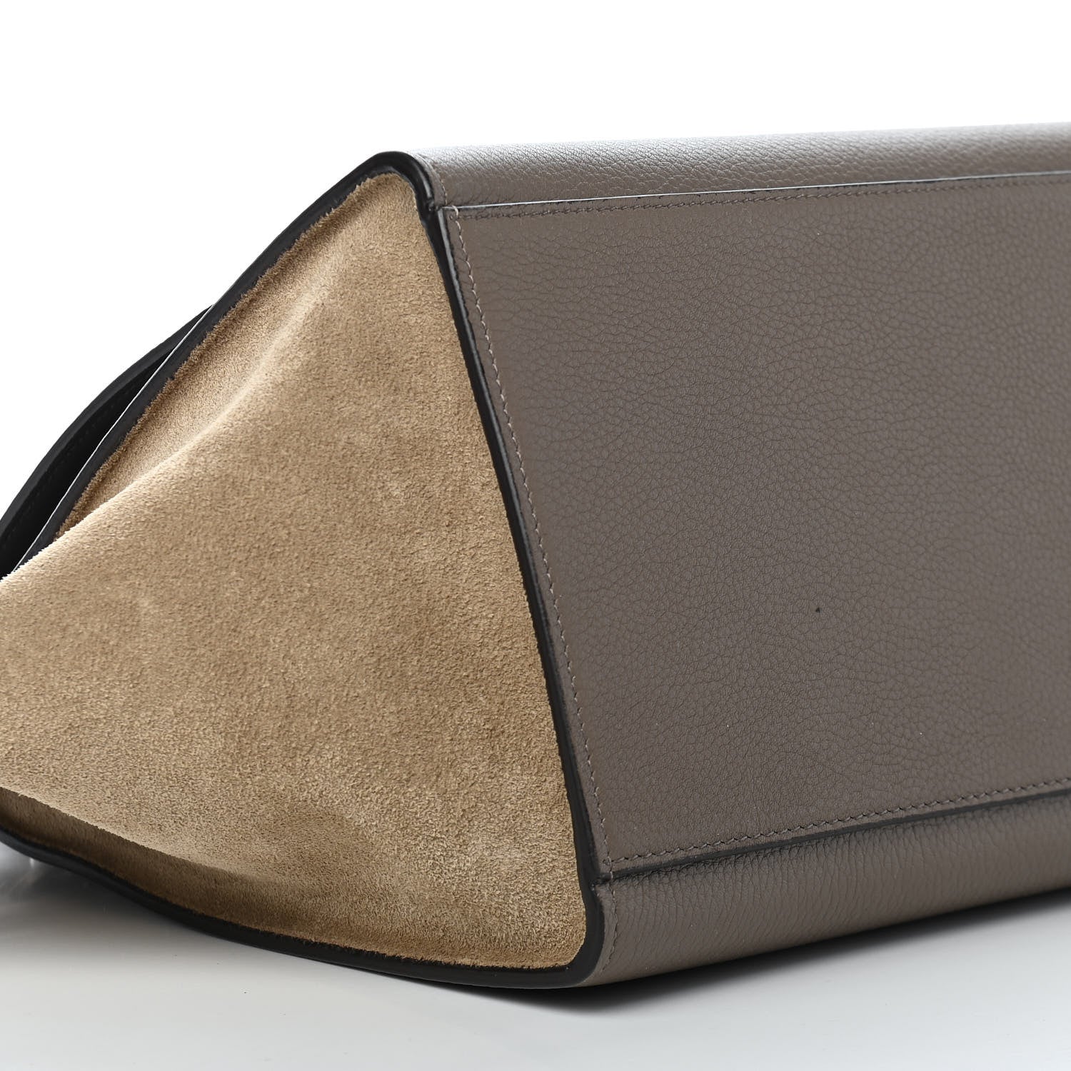 Celine Drummed Calfskin Suede Small Trapeze Souris 8 of 9
