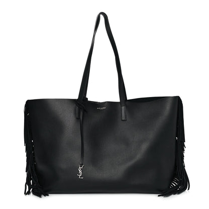 Saint Laurent Calfskin Large Fringe Shopping Tote Black 3 of 9