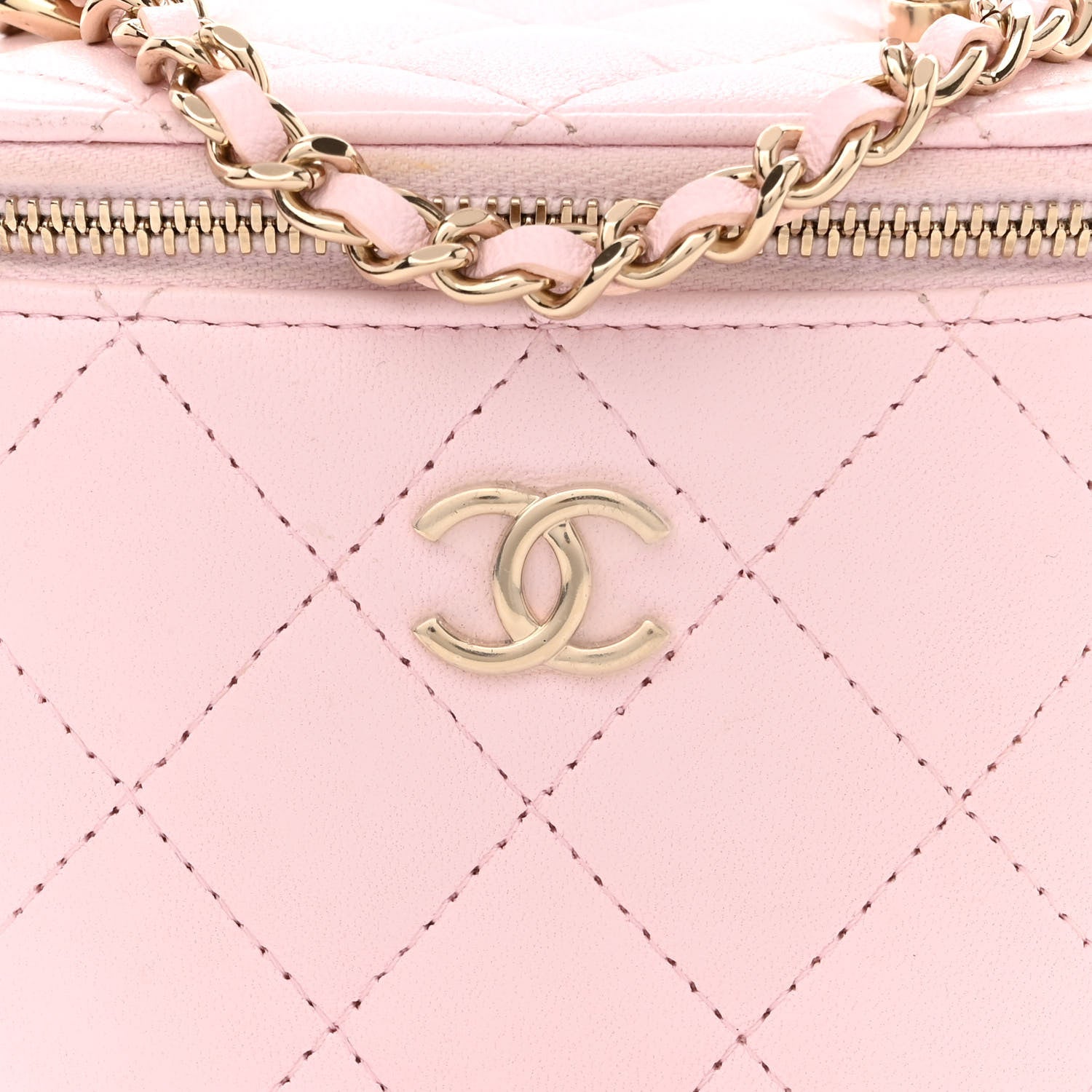Chanel Lambskin Quilted Mini Top Handle Vanity Case With Chain Light Pink 8 of 11
