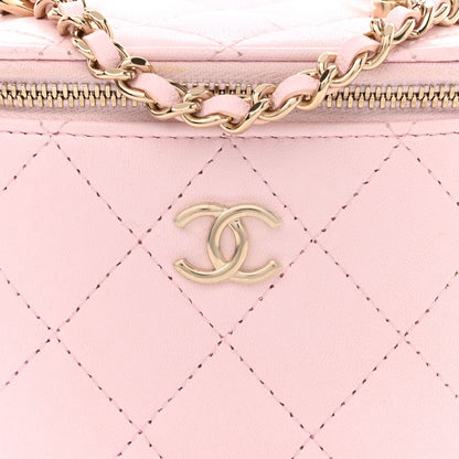 Chanel Lambskin Quilted Mini Top Handle Vanity Case With Chain Light Pink 8 of 11