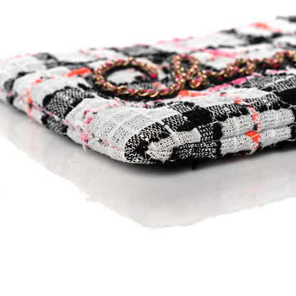 Chanel Tweed Calfskin Signe Pouch Black Pink Orange 8 of 10
