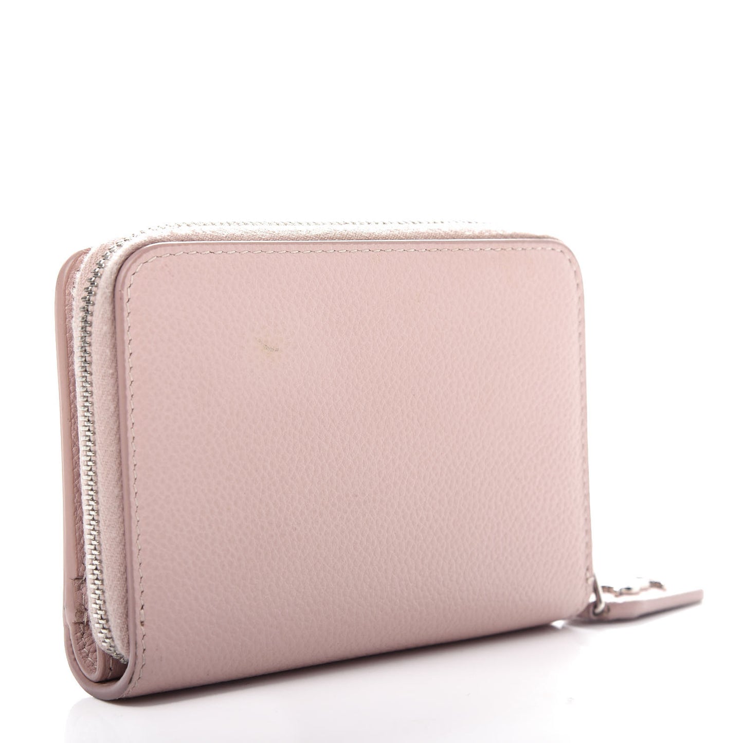 Grained Calfskin Rive Gauche Compact Zip Around Wallet Pink